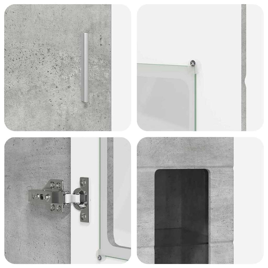 Hoge kast met plank Beton Grijs 60 x 35 x 182 cm Bewerkt hout