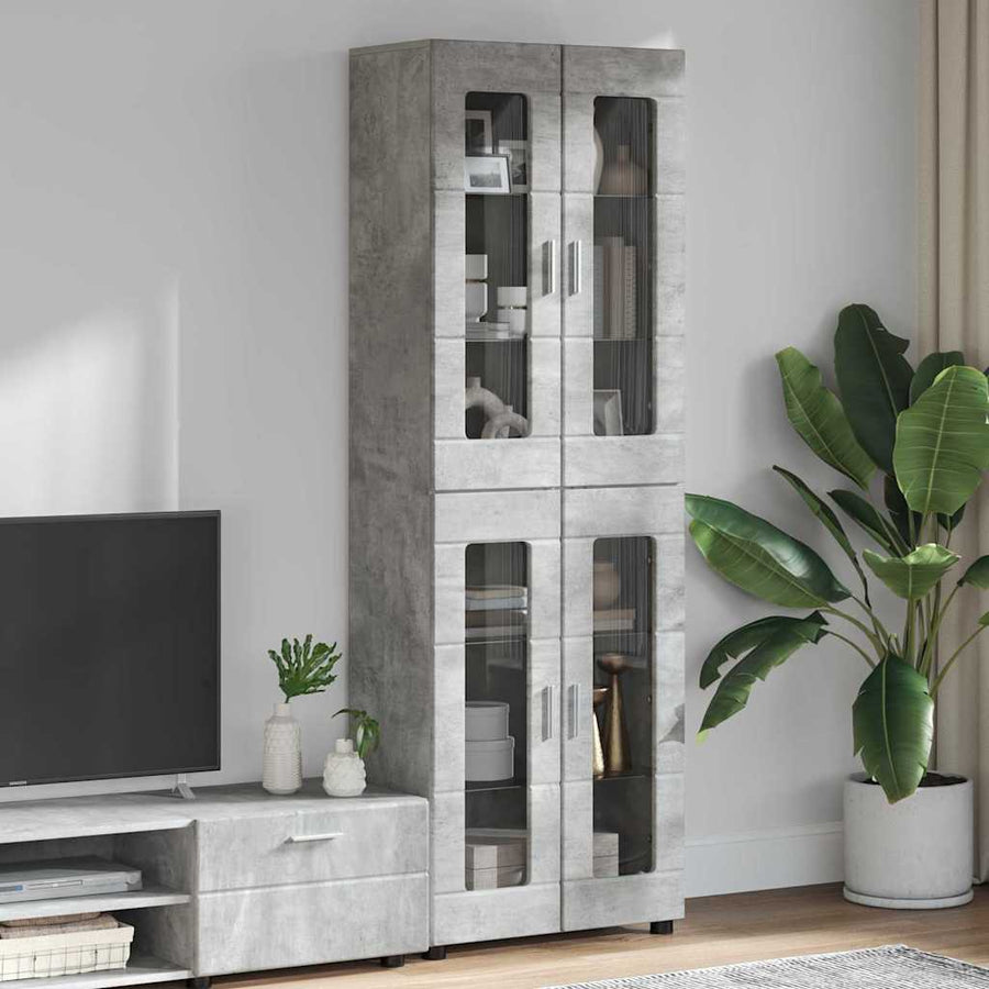 Hoge kast met plank Beton Grijs 60 x 35 x 182 cm Bewerkt hout