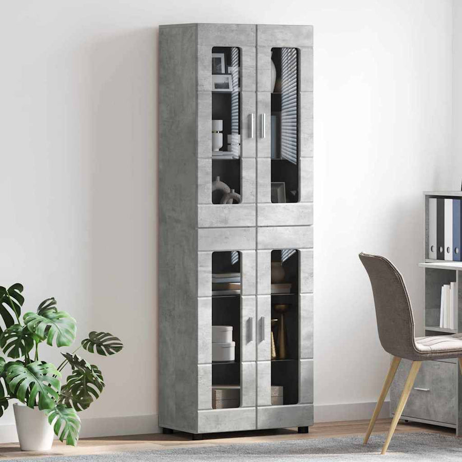 Hoge kast met plank Beton Grijs 60 x 35 x 182 cm Bewerkt hout