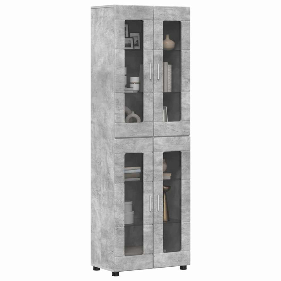 Hoge kast met plank Beton Grijs 60 x 35 x 182 cm Bewerkt hout