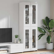 Hoge kast 60x35x182 cm hoogglans wit bewerkt hout