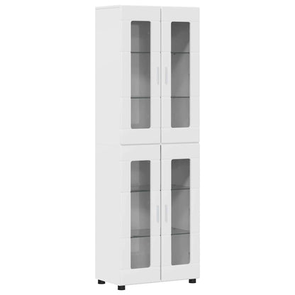 Hoge kast met plank Hoogglans wit 60 x 35 x 182 cm Bewerkt hout