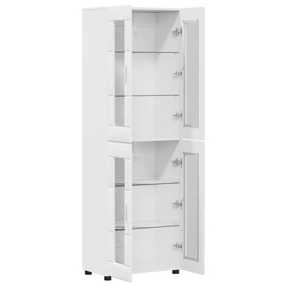 Hoge kast met plank Hoogglans wit 60 x 35 x 182 cm Bewerkt hout