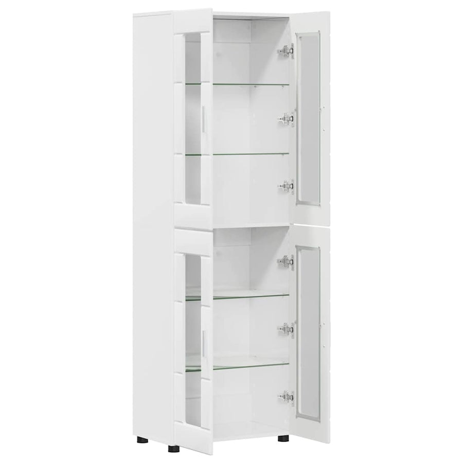 Hoge kast met plank Hoogglans wit 60 x 35 x 182 cm Bewerkt hout