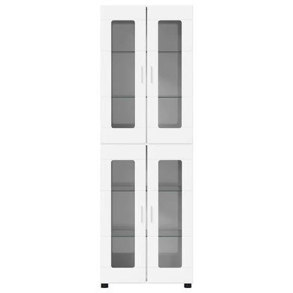 Hoge kast met plank Hoogglans wit 60 x 35 x 182 cm Bewerkt hout