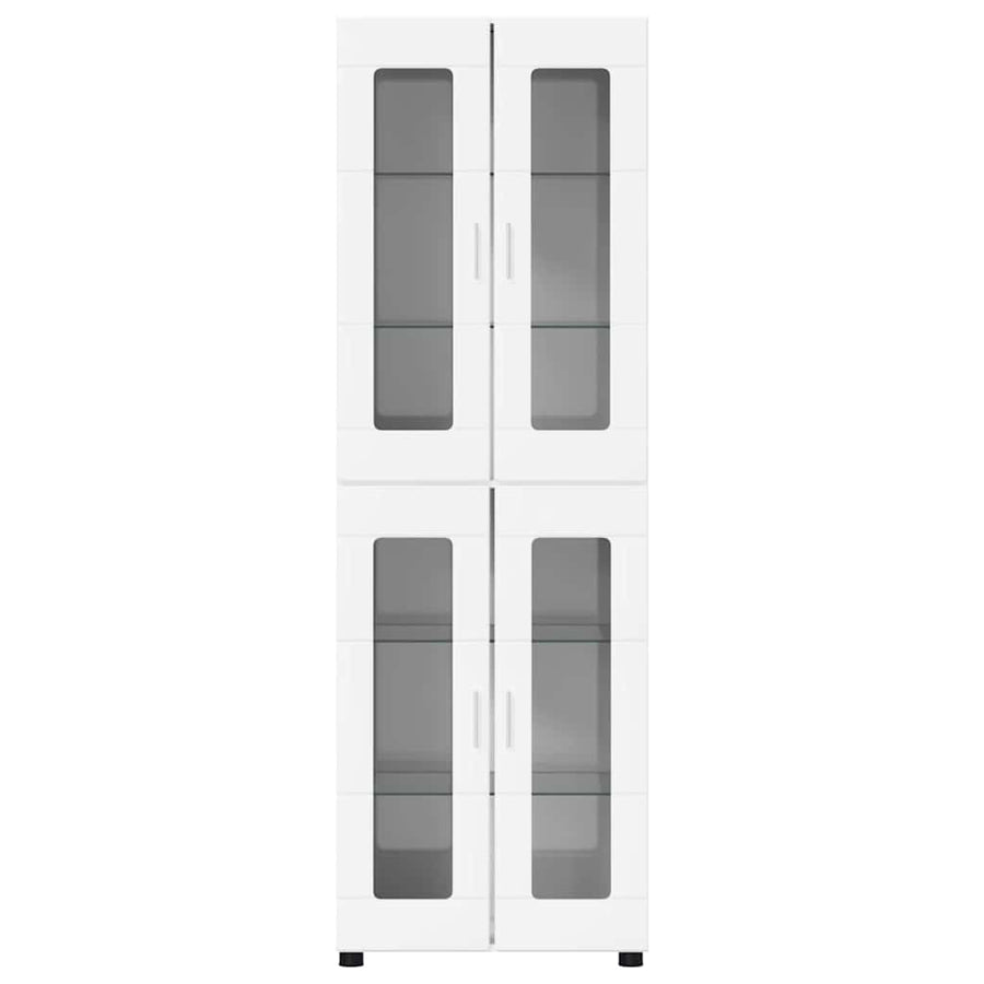 Hoge kast met plank Hoogglans wit 60 x 35 x 182 cm Bewerkt hout