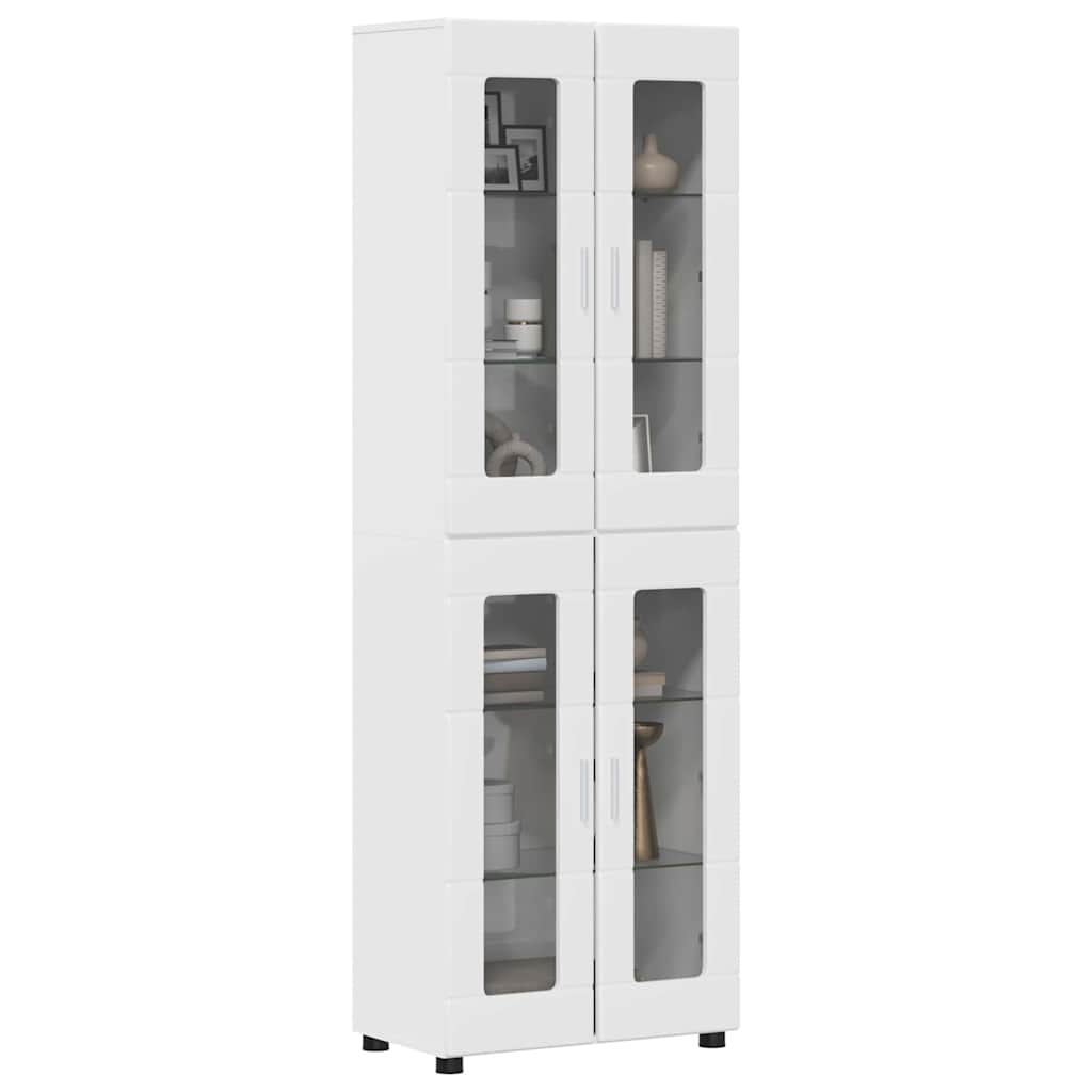 Hoge kast met plank Hoogglans wit 60 x 35 x 182 cm Bewerkt hout