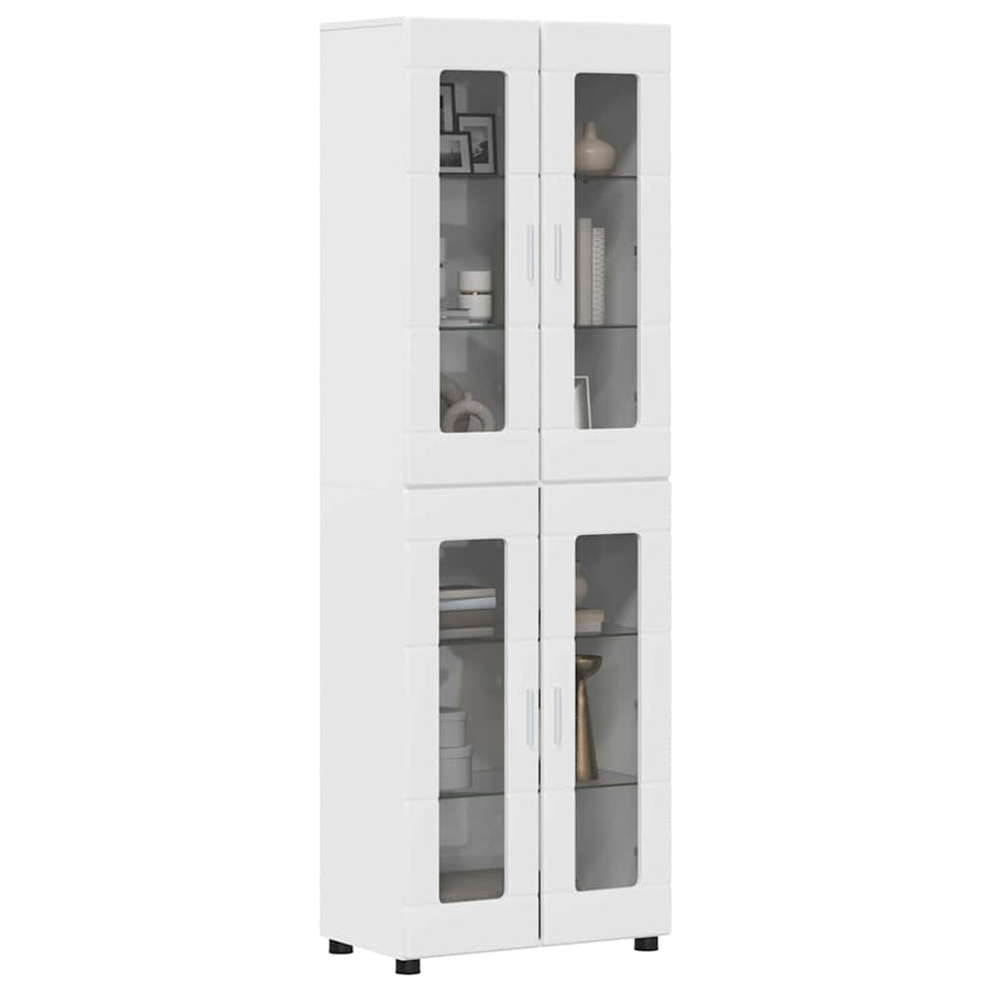Hoge kast met plank Hoogglans wit 60 x 35 x 182 cm Bewerkt hout