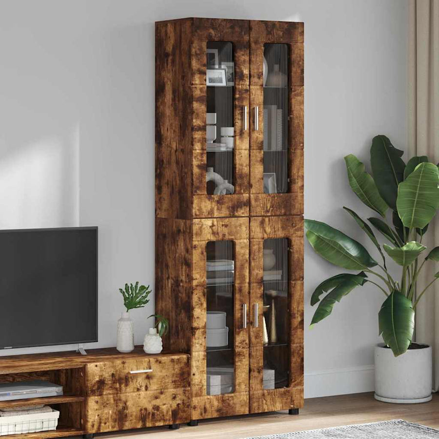 Hoge kast met plank Gerookt eiken 60 x 35 x 182 cm Bewerkt hout