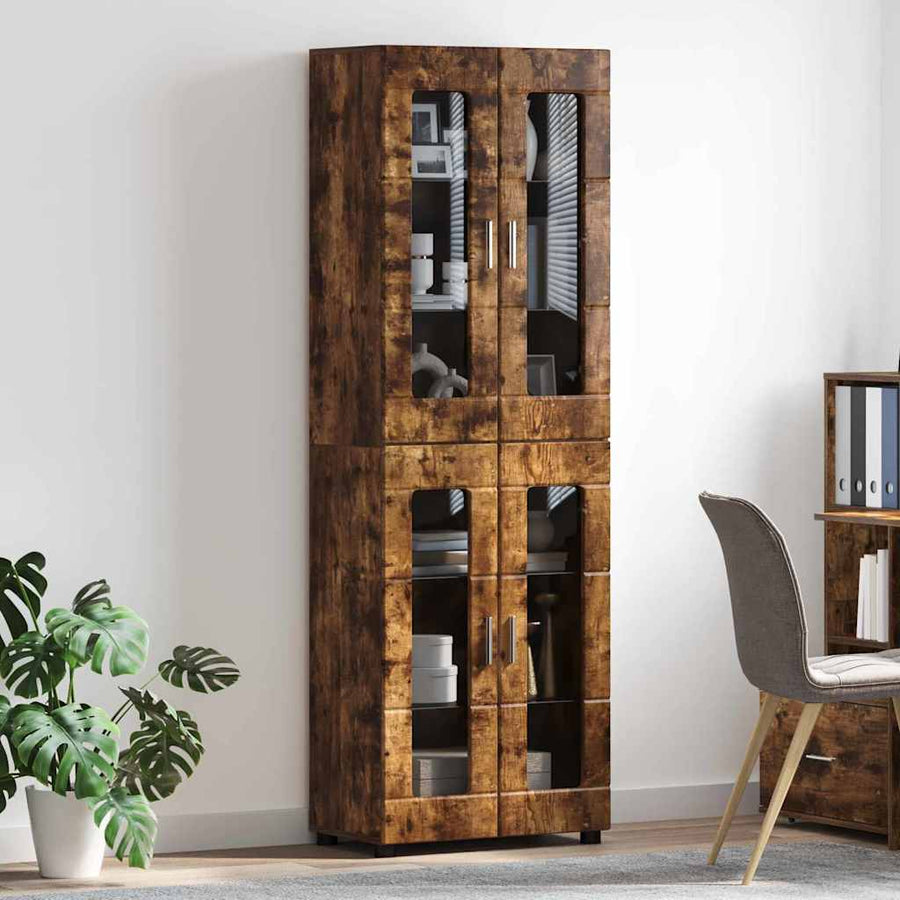 Hoge kast met plank Gerookt eiken 60 x 35 x 182 cm Bewerkt hout