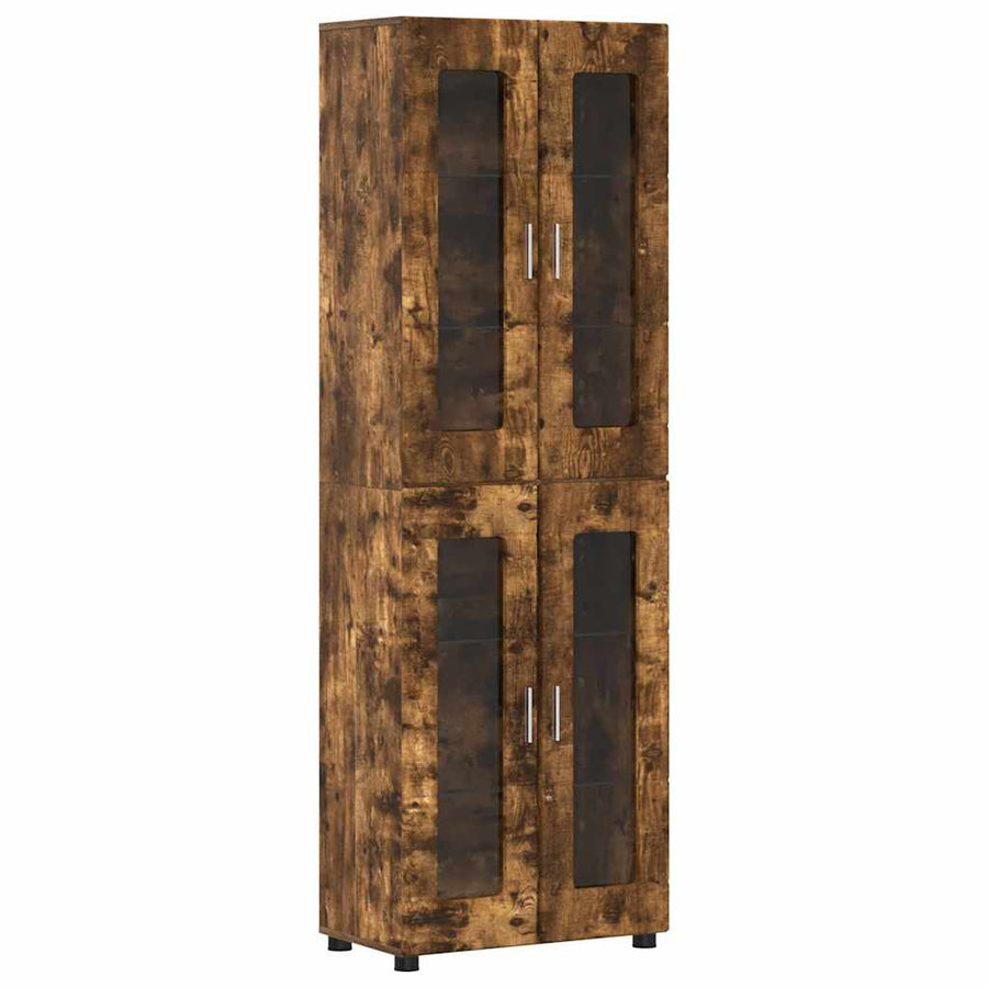 Hoge kast met plank Gerookt eiken 60 x 35 x 182 cm Bewerkt hout