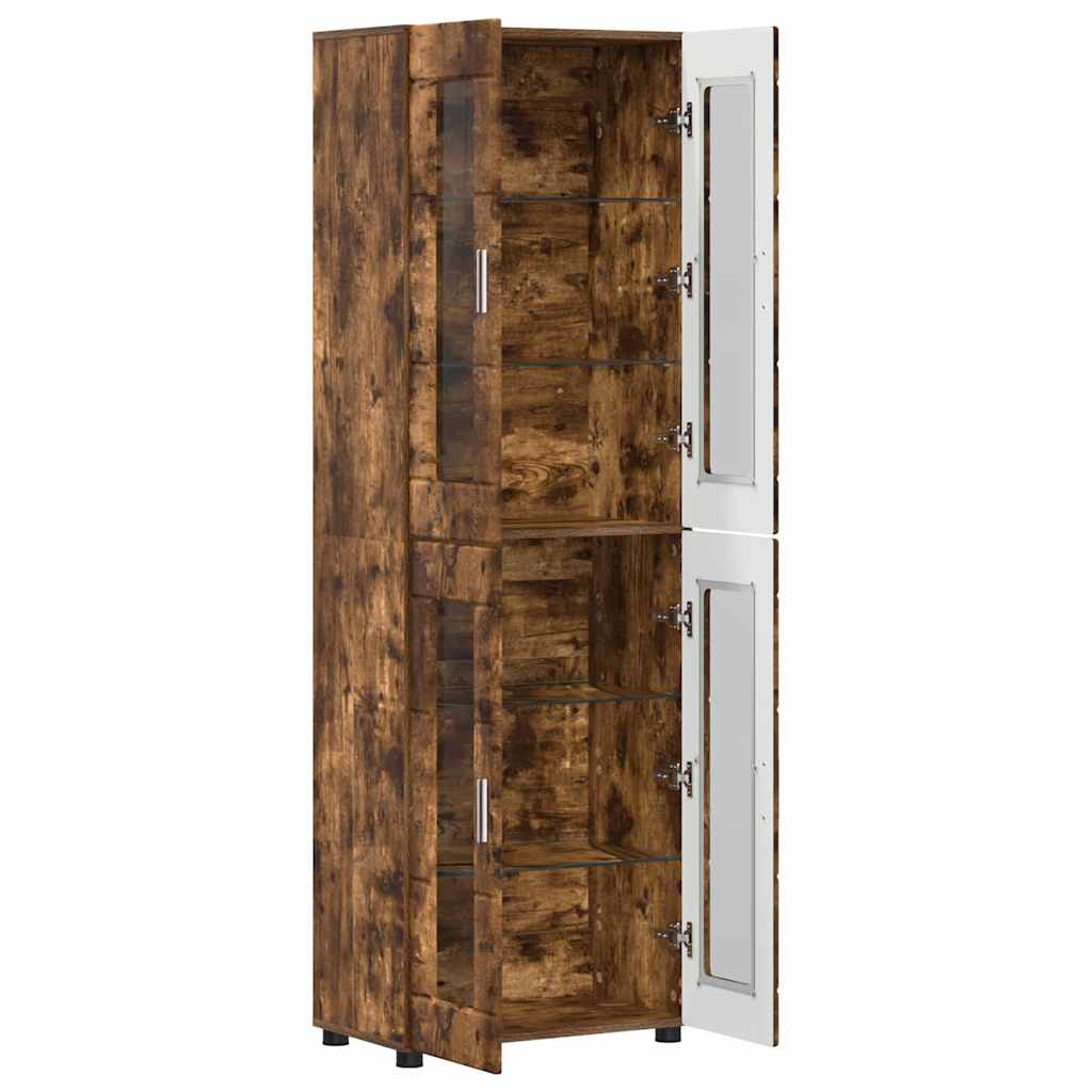 Hoge kast met plank Gerookt eiken 60 x 35 x 182 cm Bewerkt hout