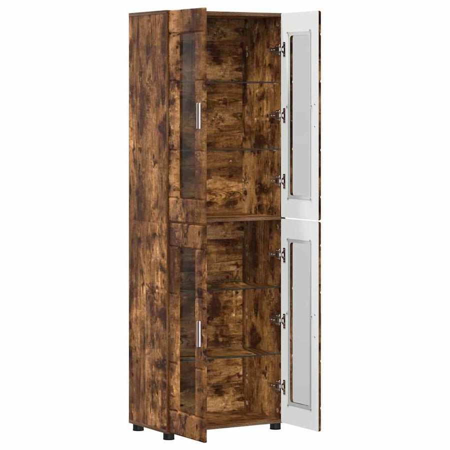Hoge kast met plank Gerookt eiken 60 x 35 x 182 cm Bewerkt hout