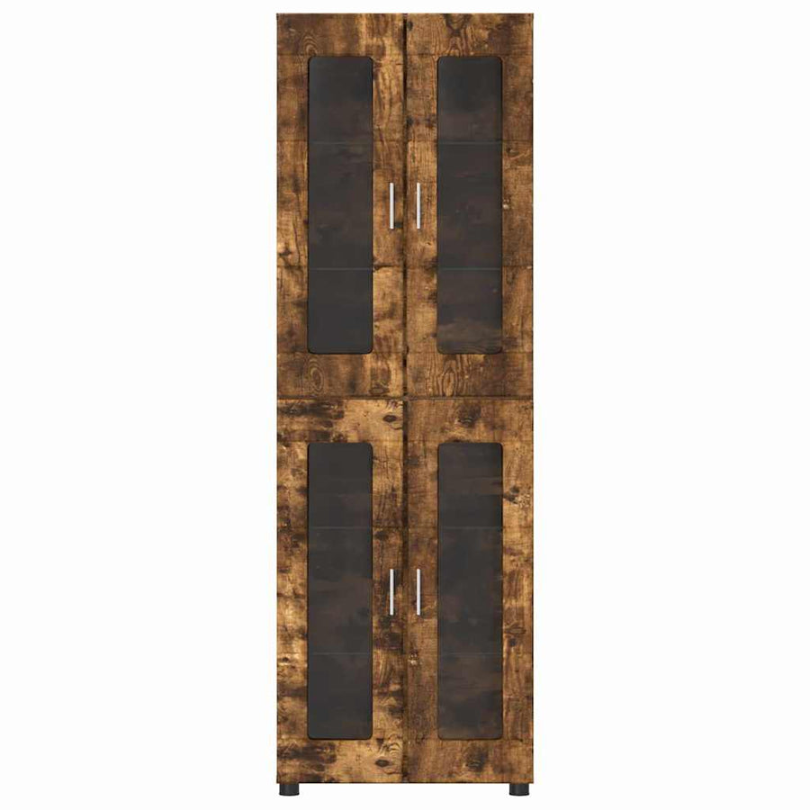 Hoge kast met plank Gerookt eiken 60 x 35 x 182 cm Bewerkt hout
