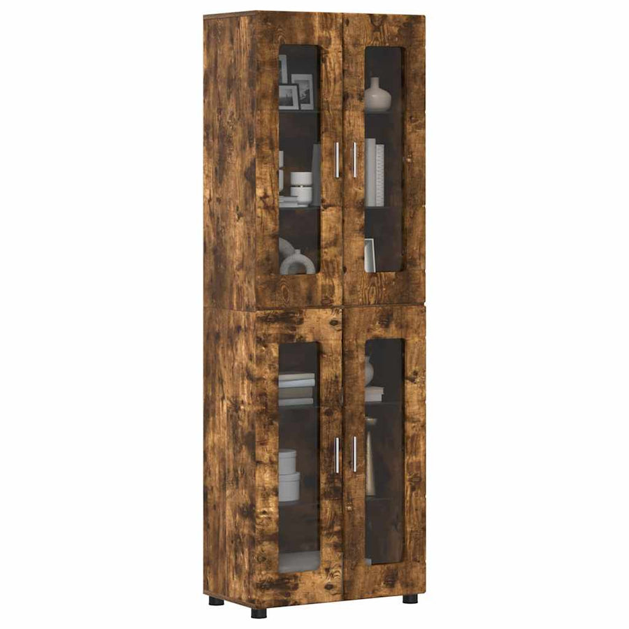 Hoge kast met plank Gerookt eiken 60 x 35 x 182 cm Bewerkt hout