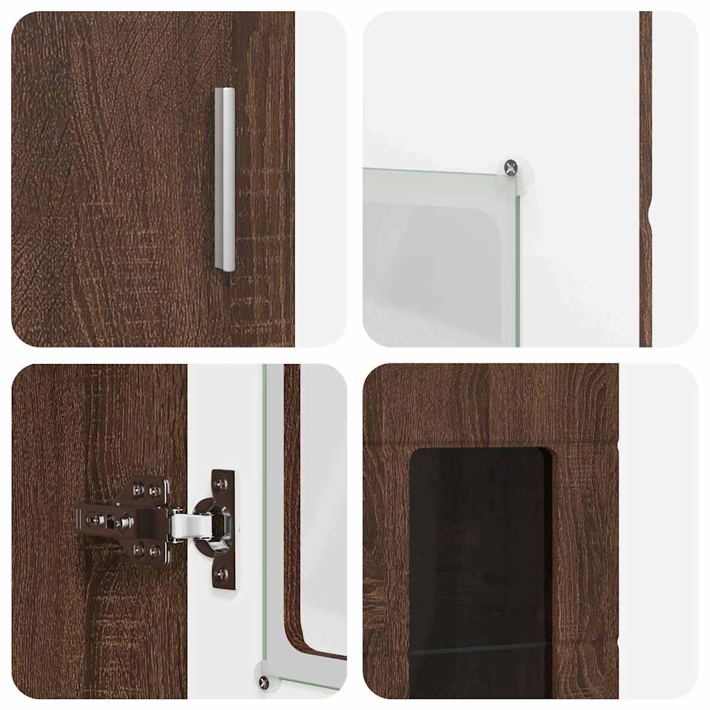 Hoge kast met plank Bruin Eiken 60 x 35 x 182 cm Bewerkt hout