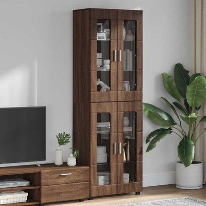 Hoge kast met plank Bruin Eiken 60 x 35 x 182 cm Bewerkt hout
