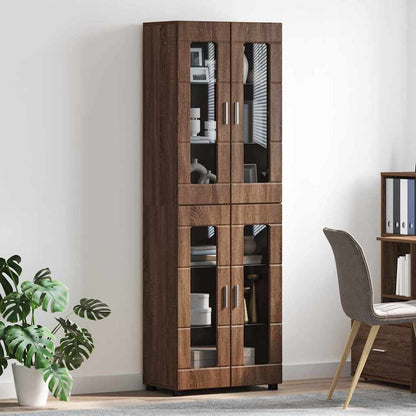 Hoge kast met plank Bruin Eiken 60 x 35 x 182 cm Bewerkt hout