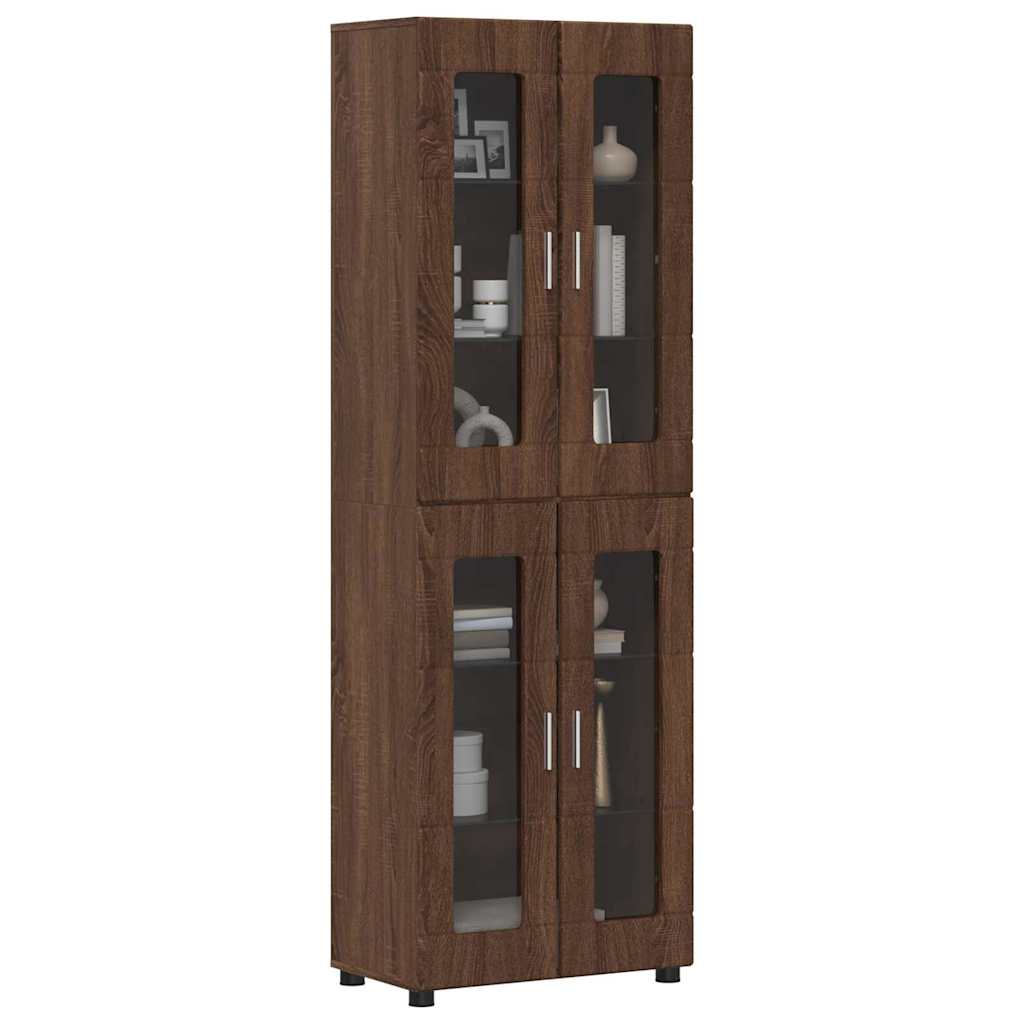 Hoge kast met plank Bruin Eiken 60 x 35 x 182 cm Bewerkt hout