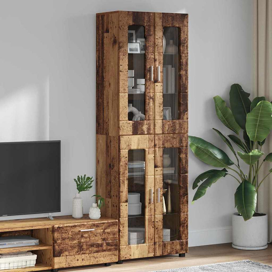 Hoge kast met plank Oudhout 60 x 35 x 182 cm Bewerkt hout