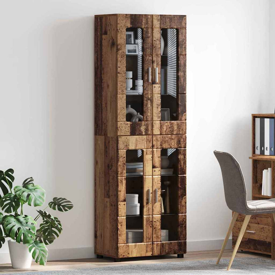 Hoge kast met plank Oudhout 60 x 35 x 182 cm Bewerkt hout