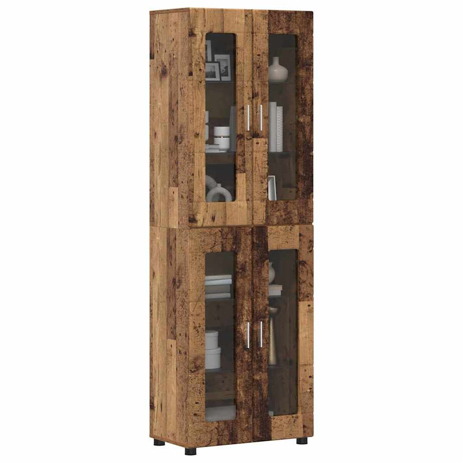 Hoge kast met plank Oudhout 60 x 35 x 182 cm Bewerkt hout