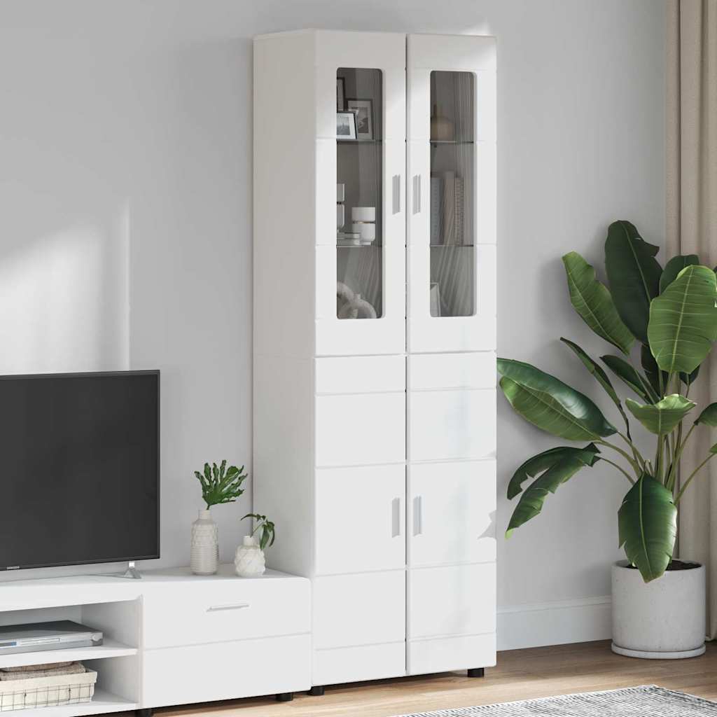 Hoge kast met plank Wit 60 x 35 x 182 cm Bewerkt hout