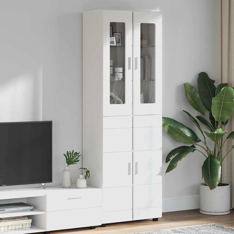 Hoge kast met plank Wit 60 x 35 x 182 cm Bewerkt hout