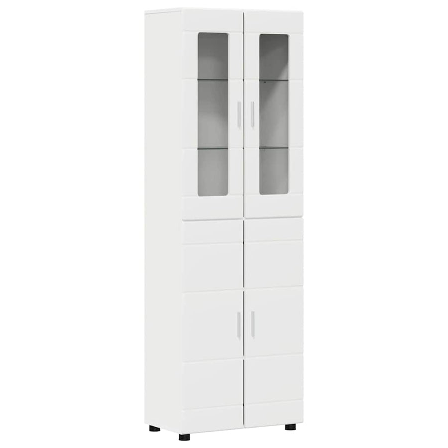 Hoge kast met plank Wit 60 x 35 x 182 cm Bewerkt hout
