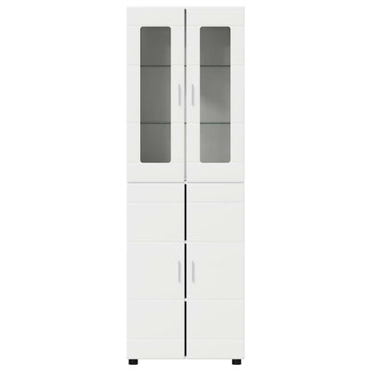 Hoge kast met plank Wit 60 x 35 x 182 cm Bewerkt hout
