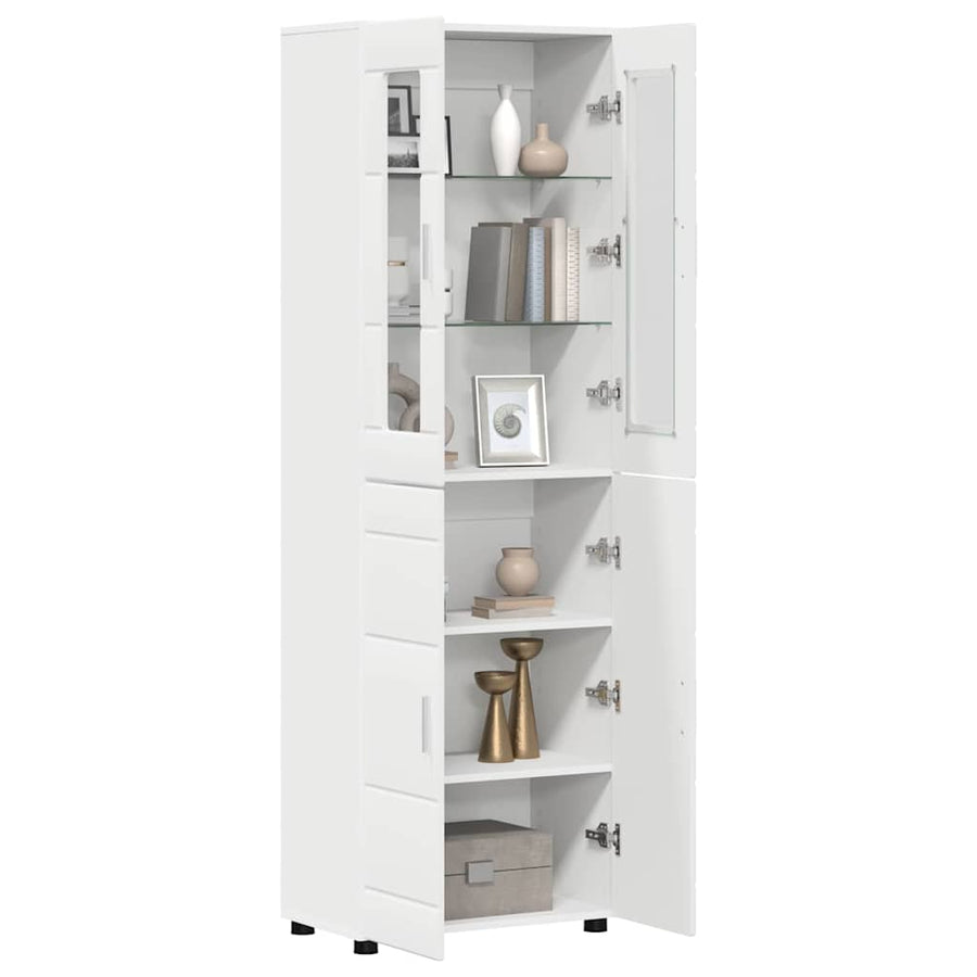 Hoge kast met plank Wit 60 x 35 x 182 cm Bewerkt hout