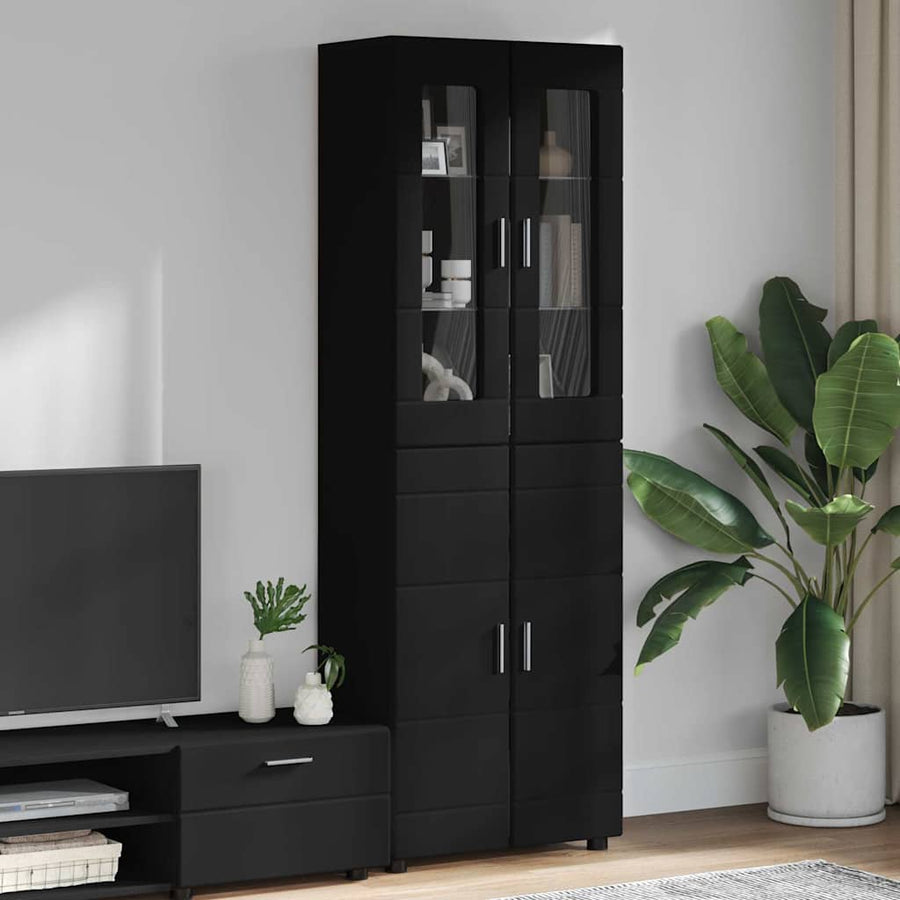 Hoge kast met plank Zwart 60 x 35 x 182 cm Bewerkt hout