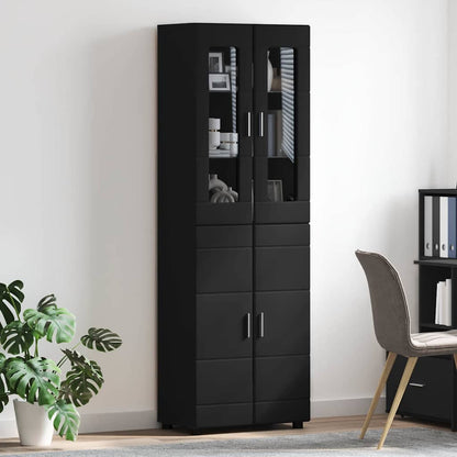 Hoge kast met plank Zwart 60 x 35 x 182 cm Bewerkt hout