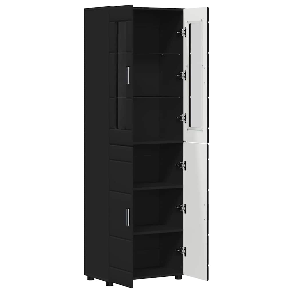 Hoge kast met plank Zwart 60 x 35 x 182 cm Bewerkt hout