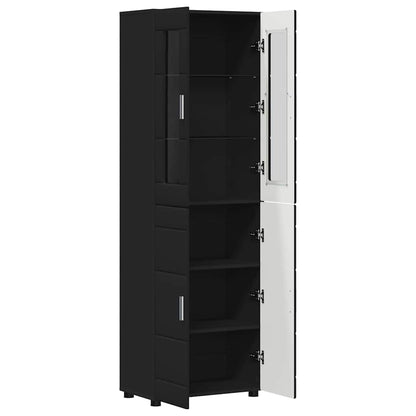 Hoge kast met plank Zwart 60 x 35 x 182 cm Bewerkt hout