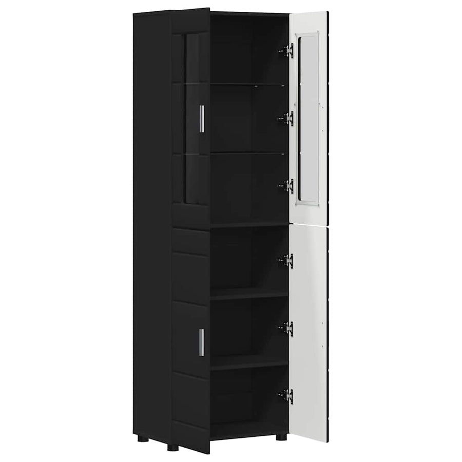 Hoge kast met plank Zwart 60 x 35 x 182 cm Bewerkt hout