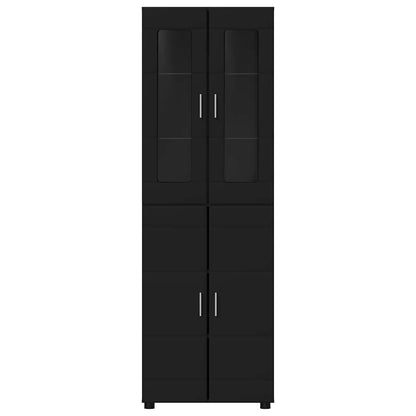 Hoge kast met plank Zwart 60 x 35 x 182 cm Bewerkt hout