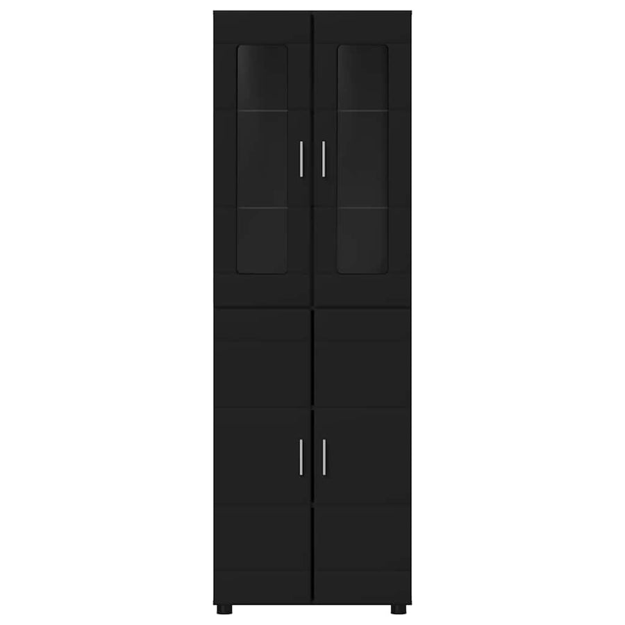 Hoge kast met plank Zwart 60 x 35 x 182 cm Bewerkt hout