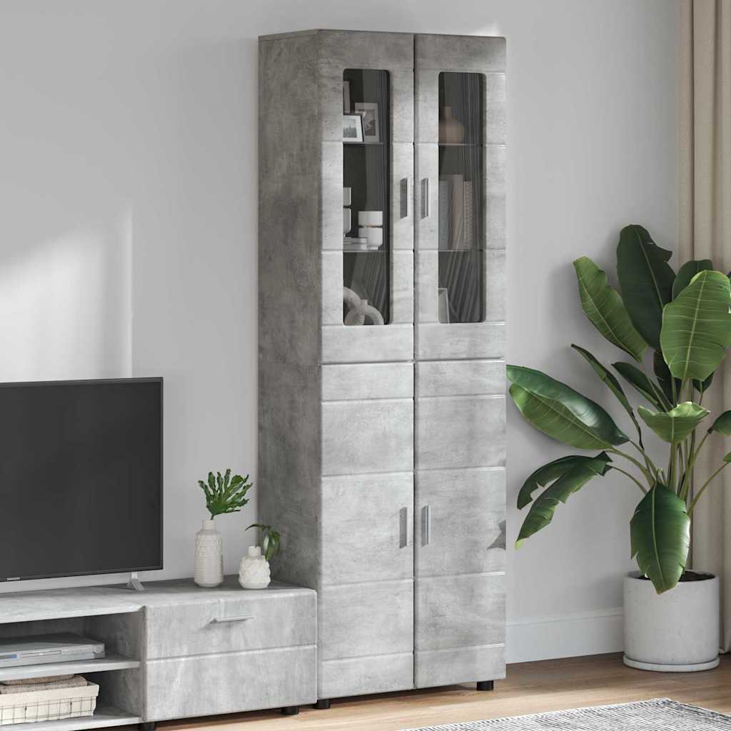 Hoge kast met plank Beton Grijs 60 x 35 x 182 cm Bewerkt hout