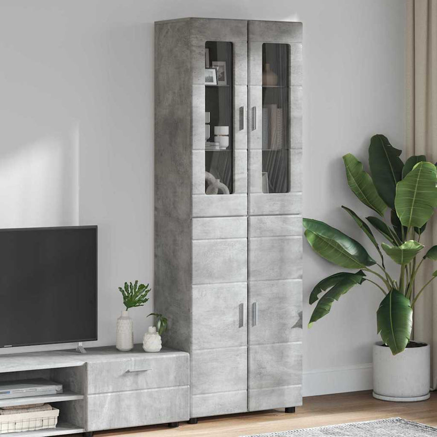 Hoge kast met plank Beton Grijs 60 x 35 x 182 cm Bewerkt hout
