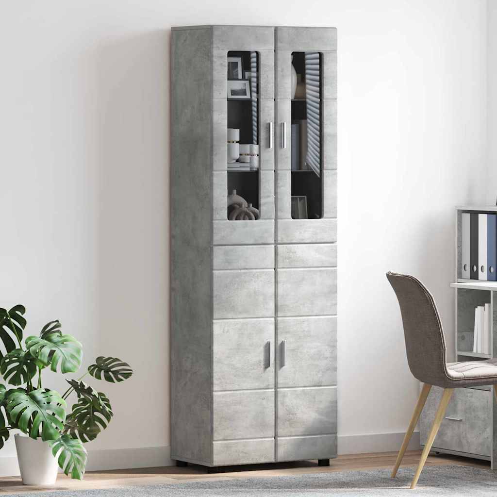 Hoge kast met plank Beton Grijs 60 x 35 x 182 cm Bewerkt hout