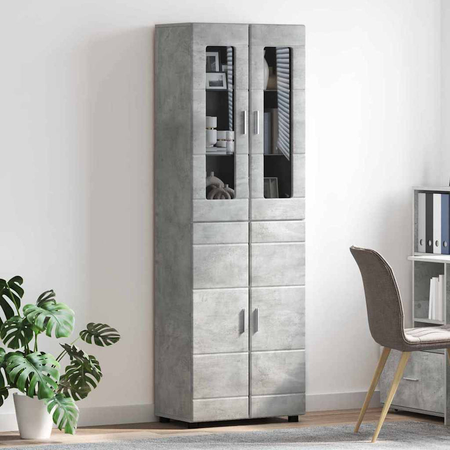 Hoge kast met plank Beton Grijs 60 x 35 x 182 cm Bewerkt hout