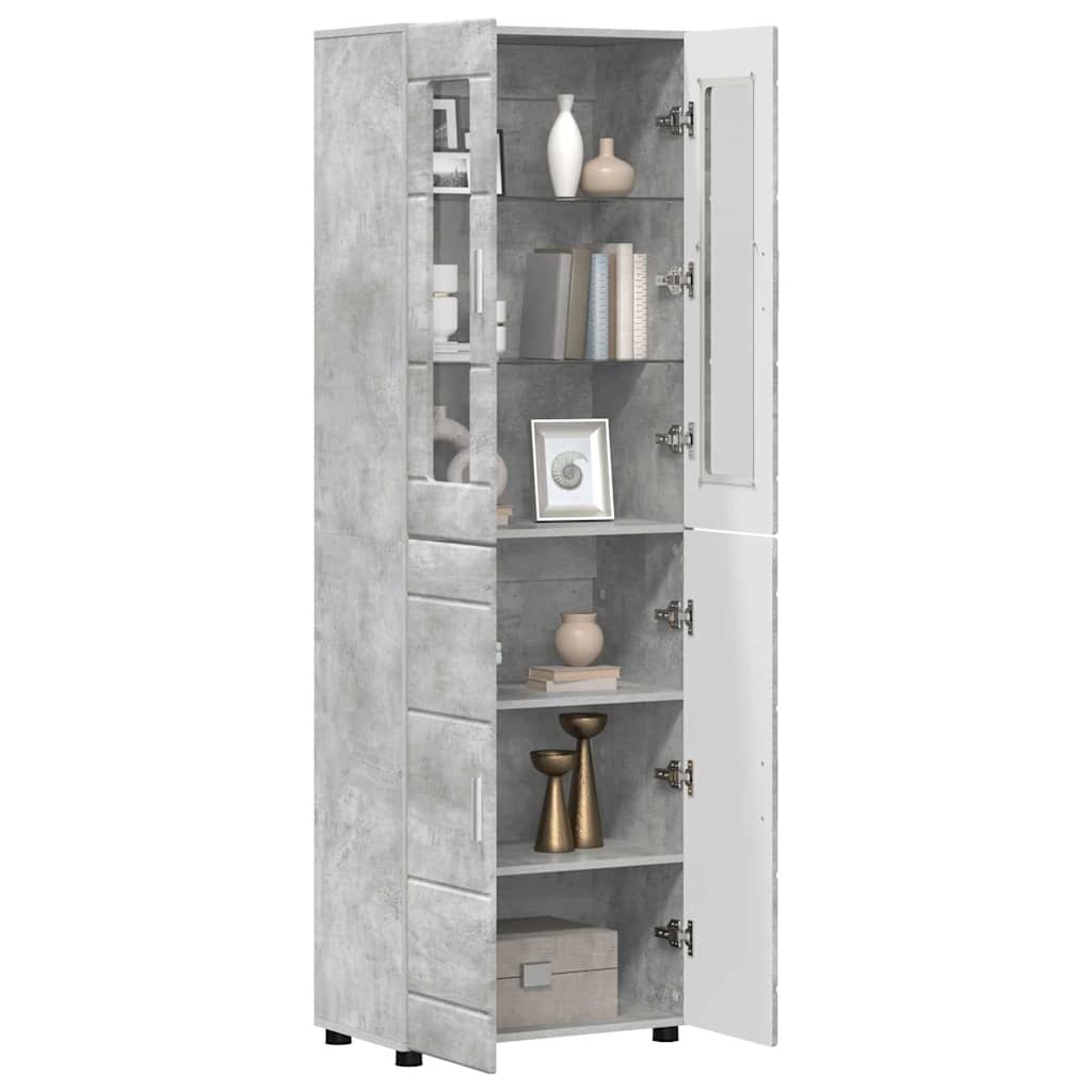 Hoge kast met plank Beton Grijs 60 x 35 x 182 cm Bewerkt hout
