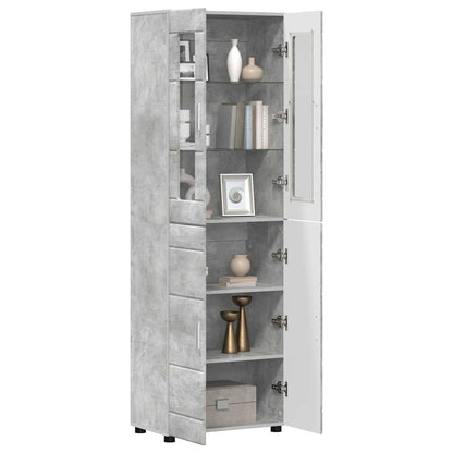 Hoge kast met plank Beton Grijs 60 x 35 x 182 cm Bewerkt hout