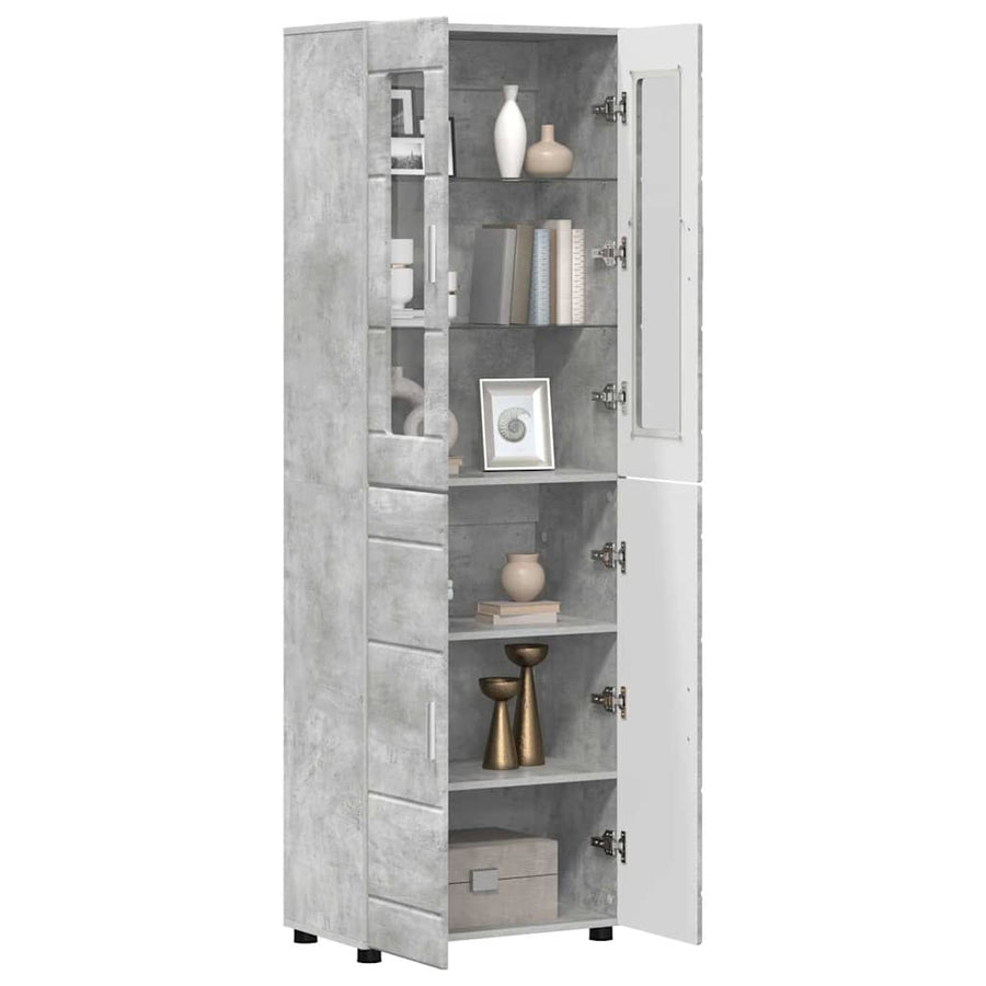 Hoge kast met plank Beton Grijs 60 x 35 x 182 cm Bewerkt hout