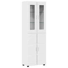 Hoge kast met plank Hoogglans wit 60 x 35 x 182 cm Bewerkt hout