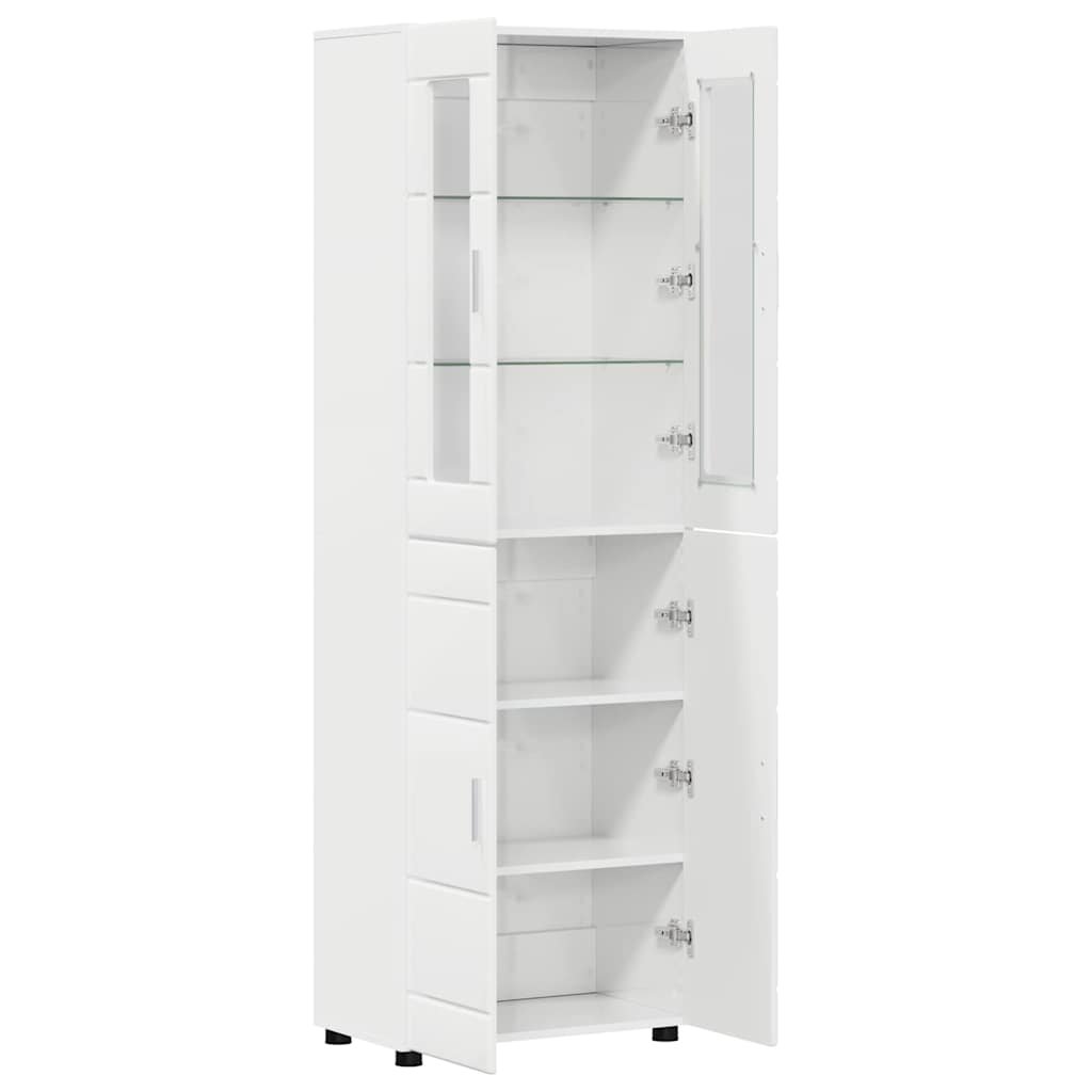 Hoge kast met plank Hoogglans wit 60 x 35 x 182 cm Bewerkt hout