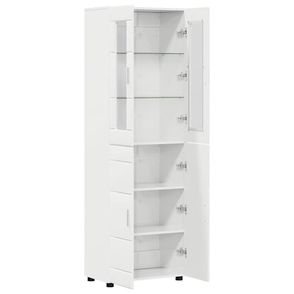 Hoge kast met plank Hoogglans wit 60 x 35 x 182 cm Bewerkt hout