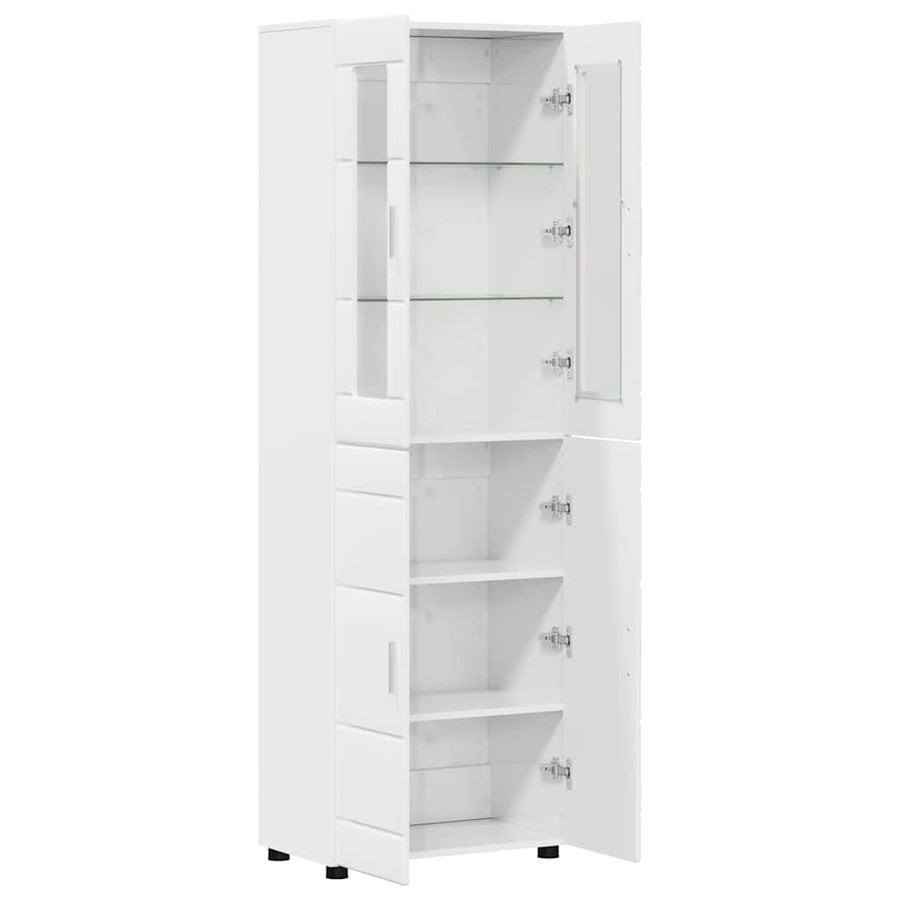 Hoge kast met plank Hoogglans wit 60 x 35 x 182 cm Bewerkt hout