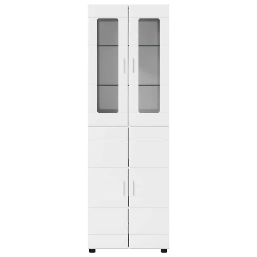 Hoge kast met plank Hoogglans wit 60 x 35 x 182 cm Bewerkt hout